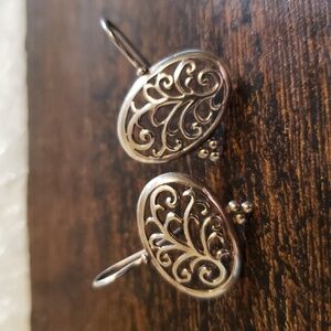 Sterling Silver Cutout Abstract Floral Design Earrings